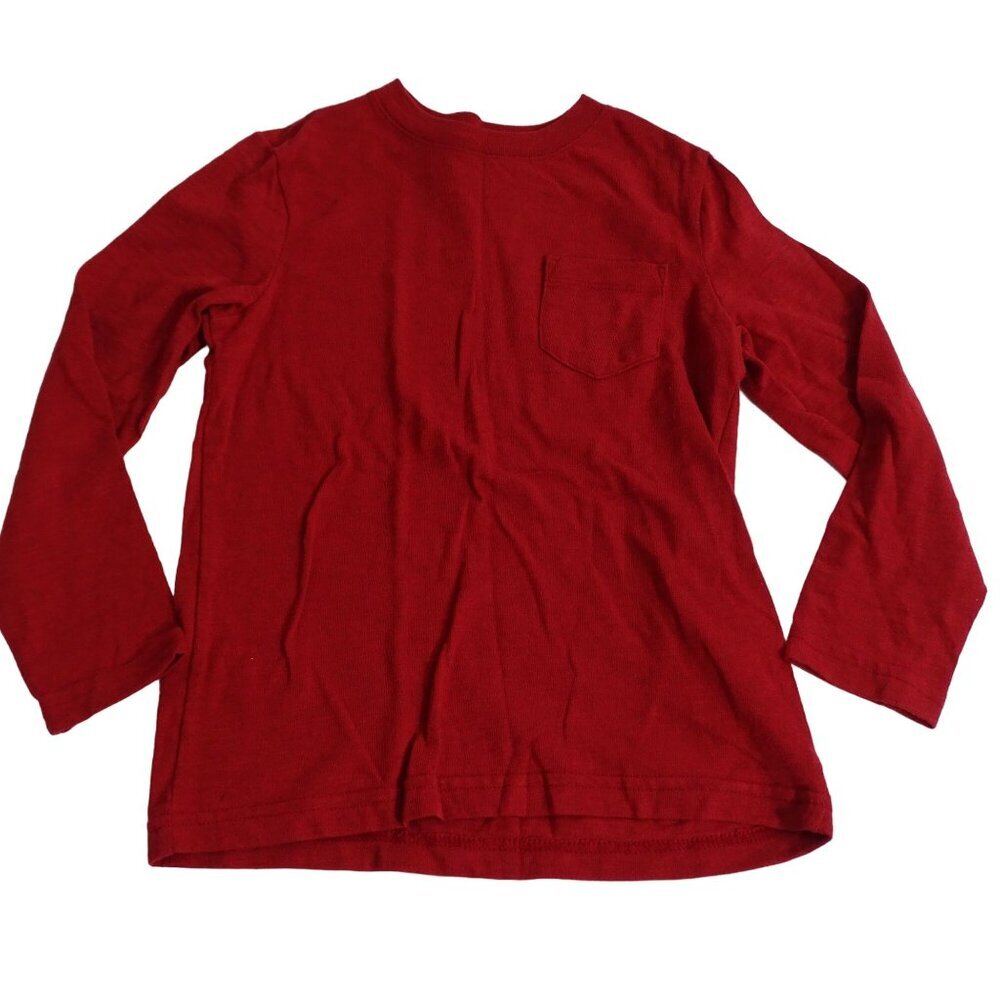 Wonder Nation Red Long Sleeve Pocket T-Shirt Crewneck Boys XS 4 5 Cotton Blend